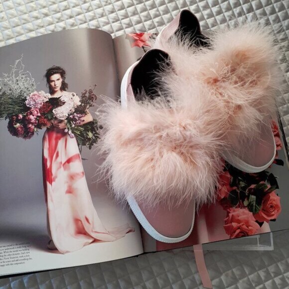 NIB NWT ZCD Montreal pink satin & feather sneakers, 37 - Picture 2 of 11